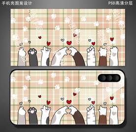 可爱卡通猫手机壳图案