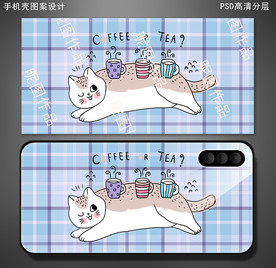 可爱卡通猫手机壳图案
