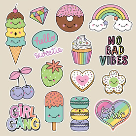 卡通水果雪糕插画图案