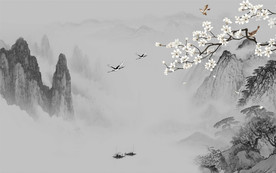 新品山水画背景 TIF分层