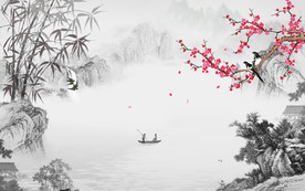 国画山水画背景 TIF分层