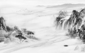 简约山水画背景 TIF分层