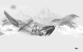 羽毛高档山水画 TIF分层