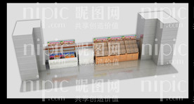 商场超市零食摊位效果图