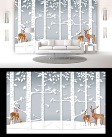 北欧麋鹿背景墙