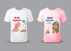 亲子儿童卡通短袖T恤图案设计