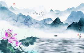 中国风山水荷花