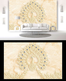 大理石孔雀开屏背景墙