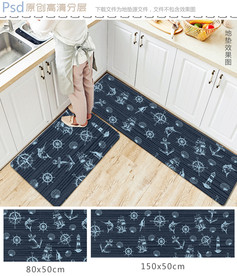 复古航海图案厨房地垫