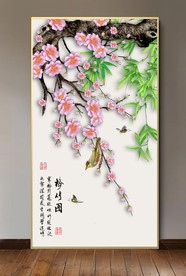 原创玄关手绘梅花竹子装饰画