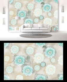 花朵电视背景墙