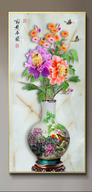 原创玄关花瓶花卉富贵平安装饰画