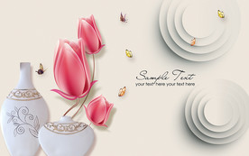 时尚郁金香电视背景墙