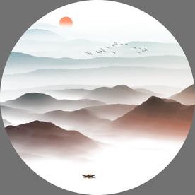 圆形山水画 圆形山水 山水画