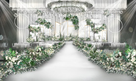 白绿小清新造型婚礼效果图