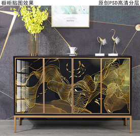 现代轻奢风玄关柜装饰画