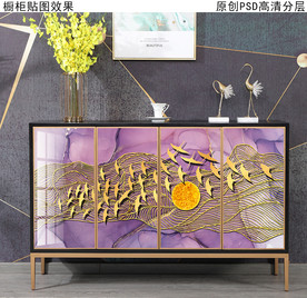 现代轻奢风玄关柜装饰画