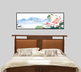 荷花山水装饰画