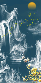 中式抽象水墨山水意境玄关