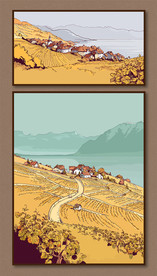 矢量手绘葡萄庄园