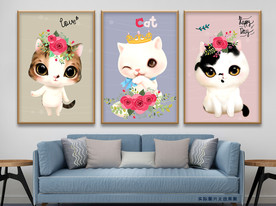 可爱卡通猫咪大眼萌无框画