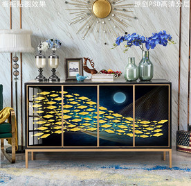 现代轻奢风玄关柜装饰画