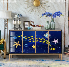 现代轻奢风玄关柜装饰画