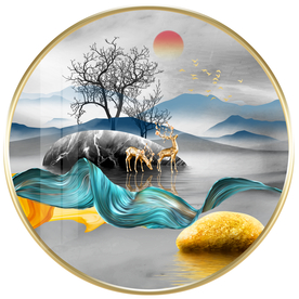 石来运转麋鹿装饰画