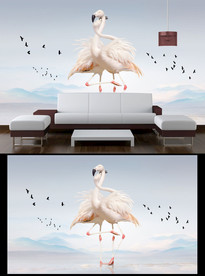 火烈鸟电视背景墙