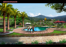 别墅庭院水景效果图