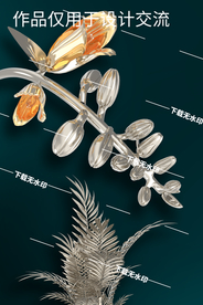 新中式花卉烁金客厅装饰