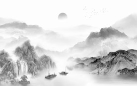 中式 高清版山水画 TIF分层