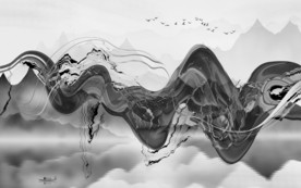 灰色背景墙装饰画 TIF分层