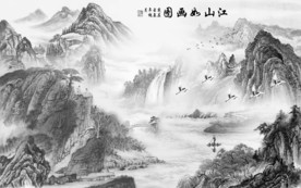 奢华 山水画风景画 TIF分层