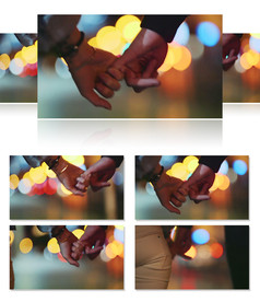 浪漫情侣牵手城市实拍视频