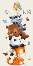 可爱卡通小动物装饰画玄关