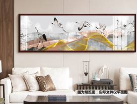 中式山水仙鹤床头横幅