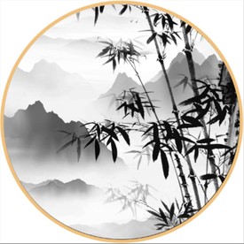 圆形山水圆形竹子竹报平安