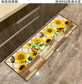 向日葵花欧式田园厨房地垫