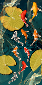 轻奢九鱼图装饰画