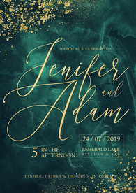 轻奢绿色背景婚礼迎宾海报