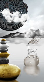 代简约玄关晶瓷装饰画