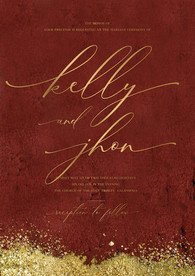 轻奢红色背景婚礼迎宾海报