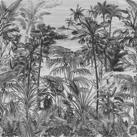 手绘热带雨林西洋画日式画背景