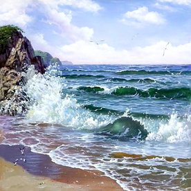 海洋海岸风景油画