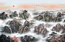 国画中式背景墙