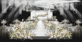 简约香槟吊顶造型婚礼效果图