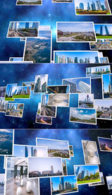 星空图片照片墙展示ae模板