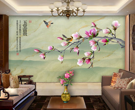 原创高清玉兰玉堂富贵装饰画