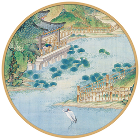 圆形山水画圆形水墨画圆形装饰画